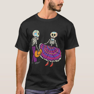 T-shirt Ballet Folklorico Skeleton Sugar Skull Dia De Los