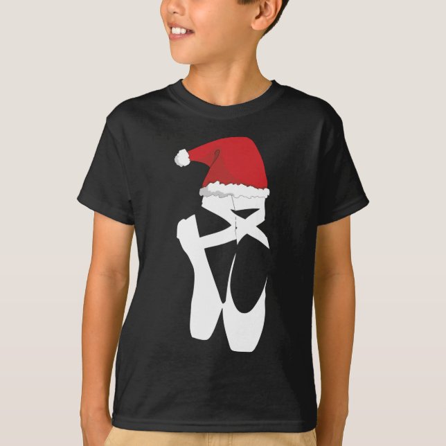 T-shirt Ballet Pointe Chaussure Noël Santa Hat (Devant)