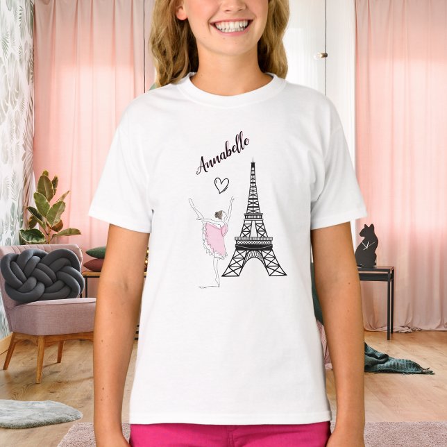 T-shirt Ballet Tour Eiffel Paris Ballerina personnalisé (Créateur téléchargé)