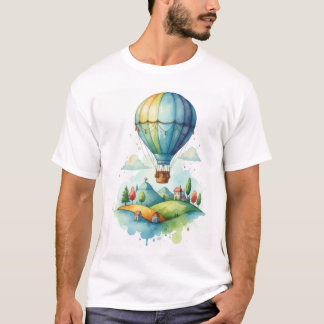 T-shirt ballon à air chaud aquarelle mignon