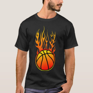 T-shirt ballon basketball flamme feu flame logo 3110_A