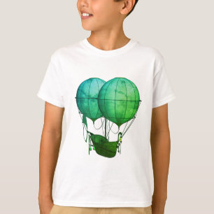 T-shirt Ballons à air chaud Steampunk avec vert de navire