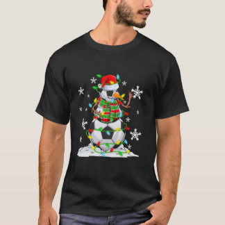 T-shirt Ballons de football amusant Snowman feux d'arbre d