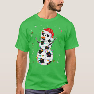 T-shirt Ballons de football de Noël amusant Père Noël Snow