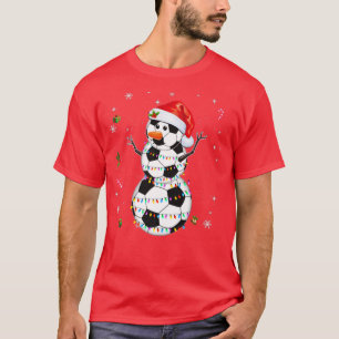 T-shirt Ballons de football de Noël amusant Père Noël Snow