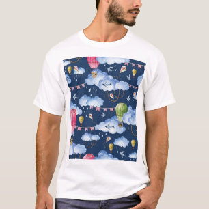 T-shirt Ballons Whimsical : Motif de nuage d'aquarelle