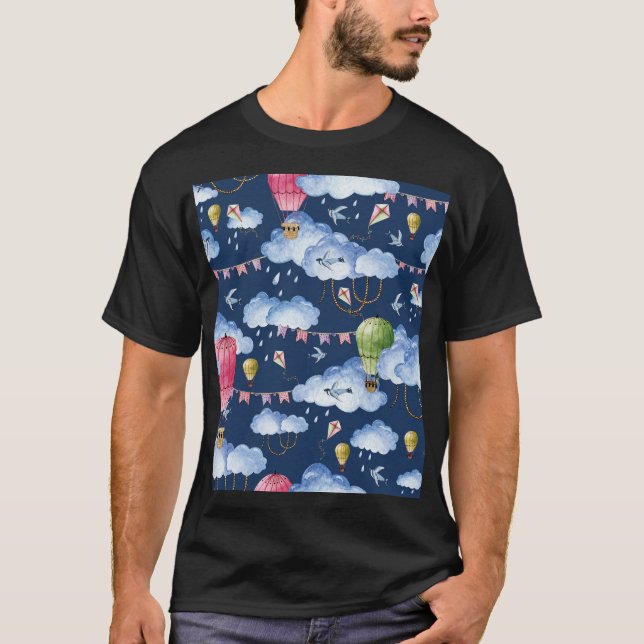 T-shirt Ballons Whimsical : Motif de nuage d'aquarelle (Devant)