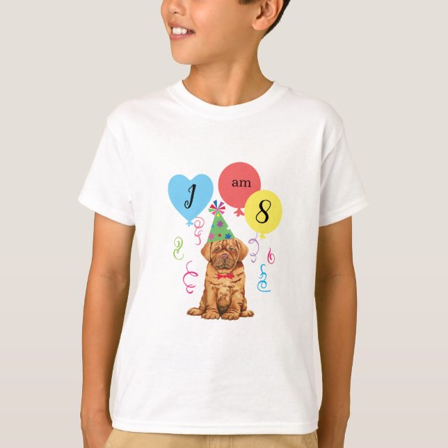 T-shirt Balloons de fête d'anniversaire Dogue de Bordeaux  (Devant)