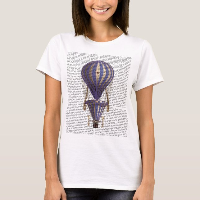 T-shirt Ballotte à air chaud à carreaux bleu (Devant)