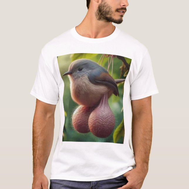 T-shirt Balls Bird Meme. Oiseau Viral Avec Boules Image IA (Devant)