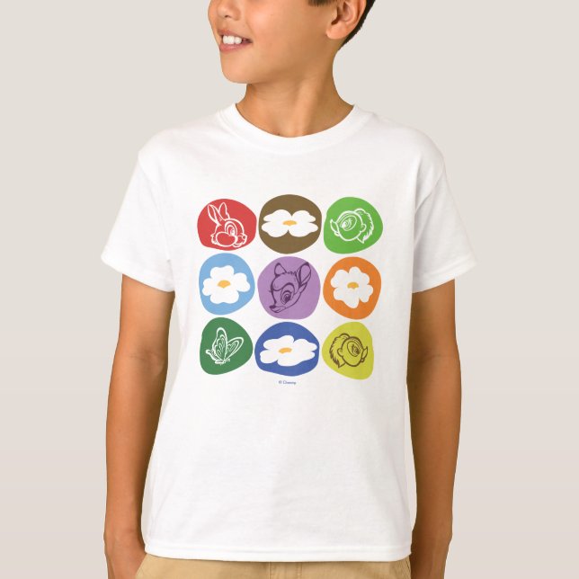 T-shirt Bambi coloré, Fleur et Pouce (Devant)