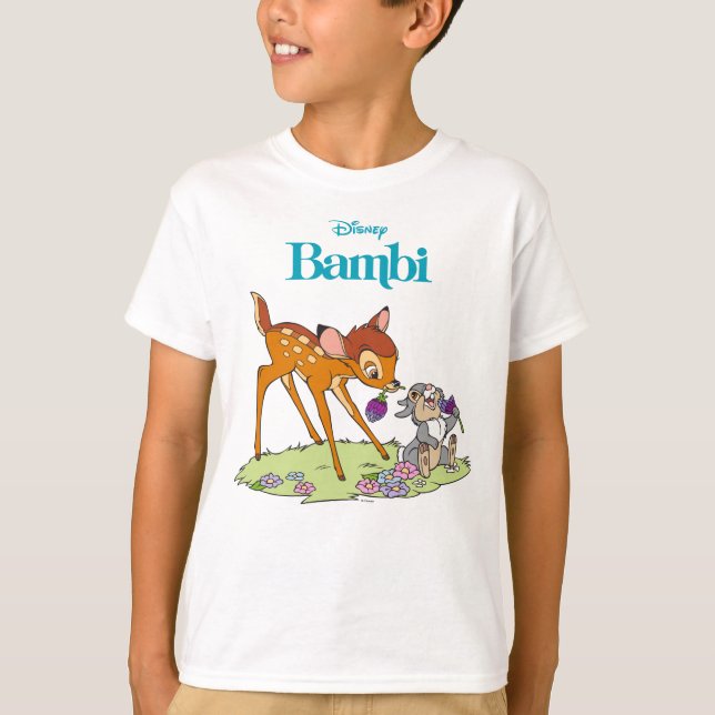T-shirt Bambi & Thumper Manger Des Fleurs De Cloches (Devant)