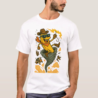 T-shirt Banana Cowboy à cheval sur une tornade