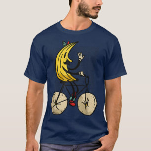 T-shirt Banana Riding Vélo Mustache Vélo Drôle Drôle Carto