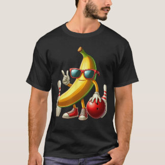 T-shirt Banana Sunglasses Playing Bowling Funny Fruit Spor
