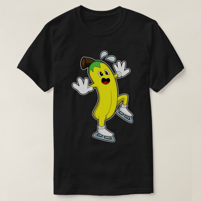 T-shirt Banane au patinage sur glace avec patins sur glace (Design devant)