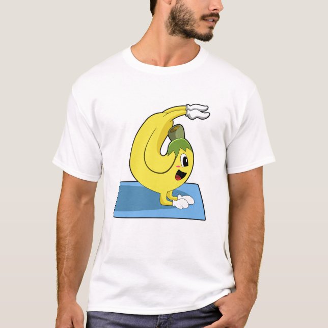 T-shirt Banane au Yoga sur tapis de Yoga (Devant)