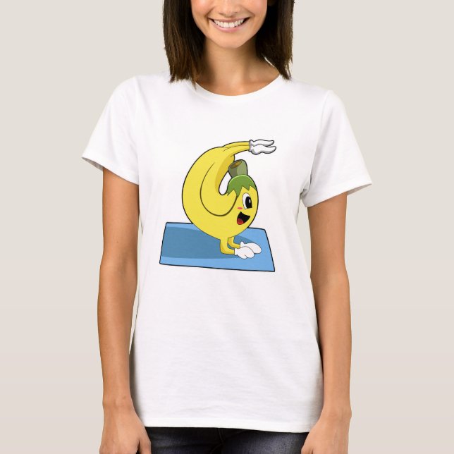 T-shirt Banane au Yoga sur tapis de Yoga (Devant)