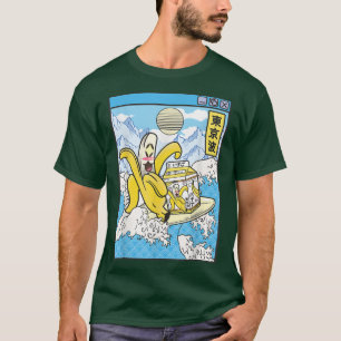 T-shirt Banane avec Lait Carton Surf Japon Waves Kawaii