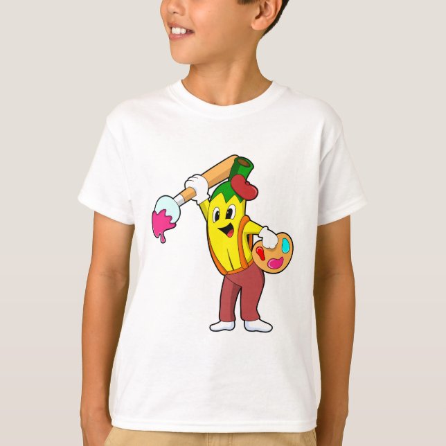 T-shirt Banane en peintre avec pinceau (Devant)