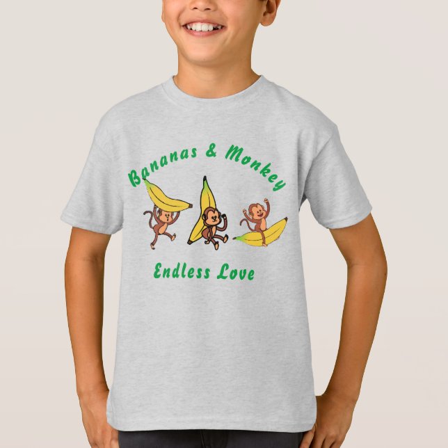 T-shirt Bananes et singe amour sans fin (Devant)