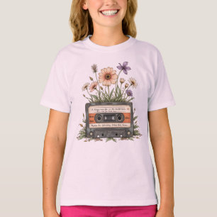 T-shirt Bande Cassette Vintage Fleurs Sauvages Cottagecore