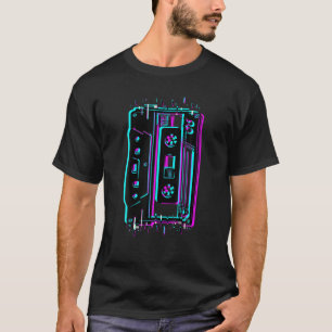 T-shirt Bande De Cassette Retro Glitch A 80S 90S Costume M