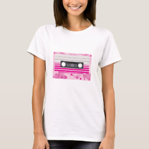 T-shirt Bande de cassette rose avec pointes roses