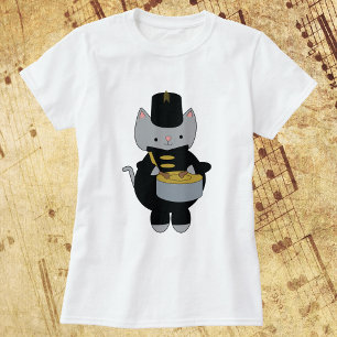T-shirt Bande de Marquage Chat Snare Drum Black Gold