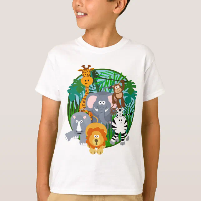 T shirt Bande dessin e d animaux de safari Zazzle.ca