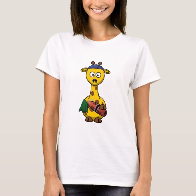 T-shirt Bande dessinée de girafe de maître nageur (Devant)