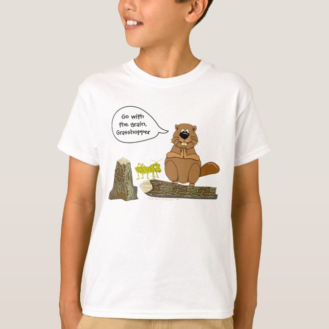 T-shirt Bande dessinée de rotation en bois drôle de castor (Devant)