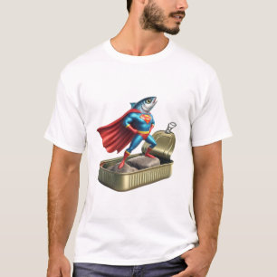 T-shirt Bande dessinée de super-héros sardine drôle Art de