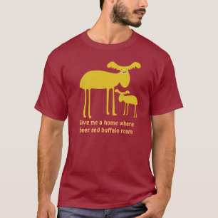 T-shirt Bande dessinée d'or de cerfs communs de mère et de