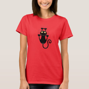 T-shirt Bande dessinée drôle de chat noir rayant le