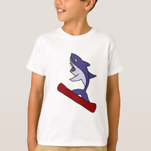 T-shirt Bande dessinée drôle de snowboarding de requin