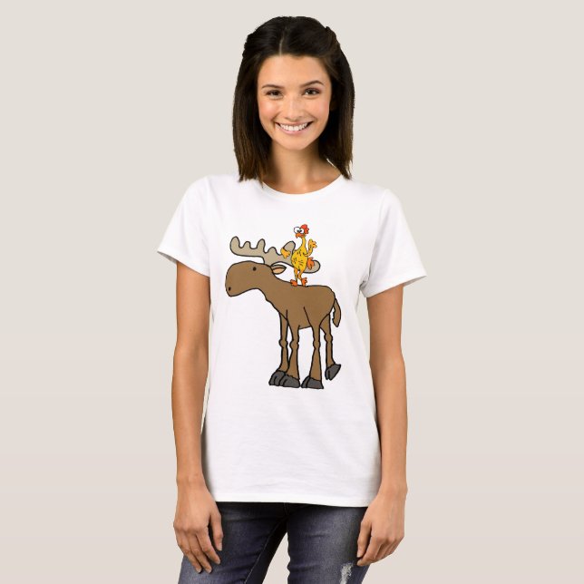 T-shirt Bande dessinée en caoutchouc drôle d'orignaux (Devant entier)