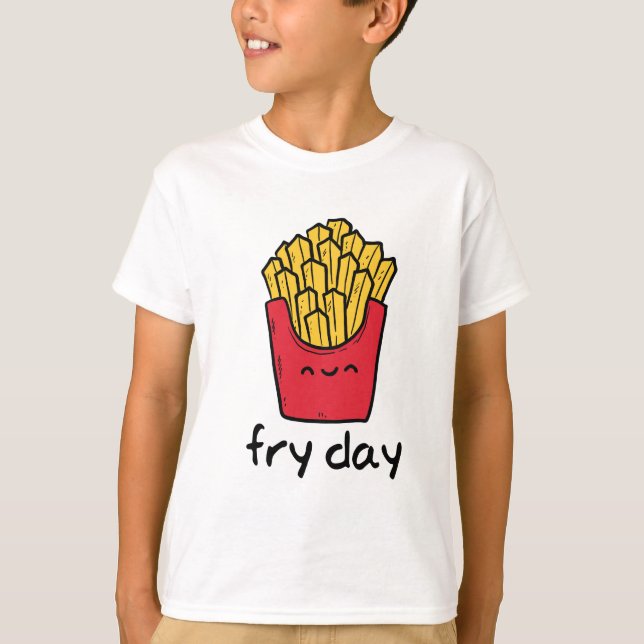T-shirt Bande dessinée heureuse de pommes frites de (Devant)