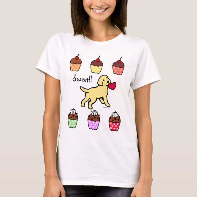 T-shirt Bande dessinée jaune de coeur de chiot de (Devant)