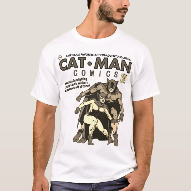 T-shirt bande dessinée pour homme de chat classiqu (Devant)