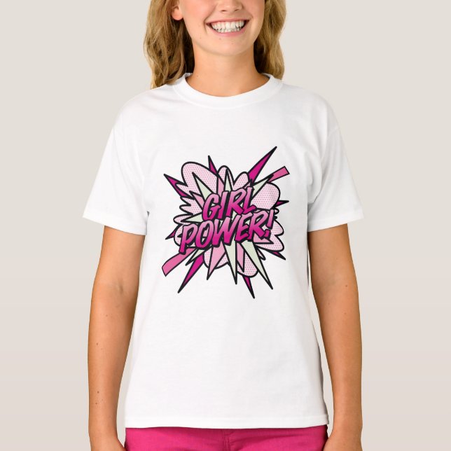 T-shirt Bande-dessinée POUVOIR FILLE Livre Pop Art (Devant)