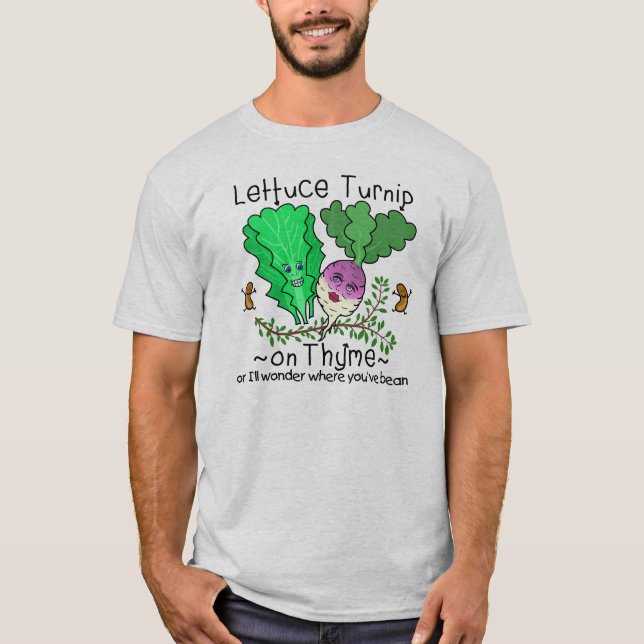 T-shirt Bande dessinée végétale de calembour de laitue de (Devant)
