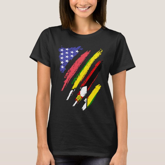 T-shirt Bande du drapeau du coeur du patriote américain du (Devant)