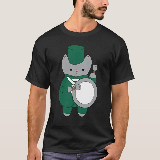 T-shirt Bande Marcheuse Chat animal vert blanc (Devant)