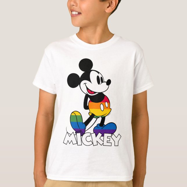 T-shirt Bandes arc-en-ciel Mickey classiques (Devant)