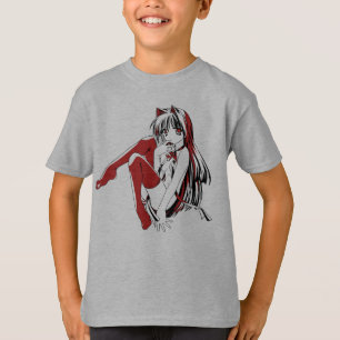 T-shirt Bandes dessinées R & B, Anime Loli Chatte Féline F