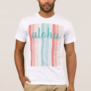 T-shirt Bandes estivales en corail et turquoise