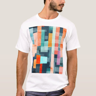 T-shirt Bandes géométriques multicolores, motif tendance.