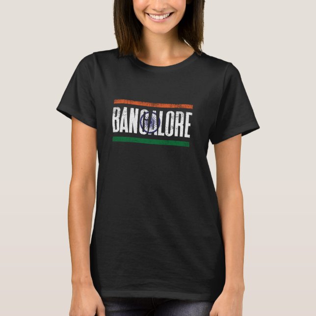 T-SHIRT BANGALORE INDE AVEC SON DRAPEAU INDIEN FIER ET SON (Devant)