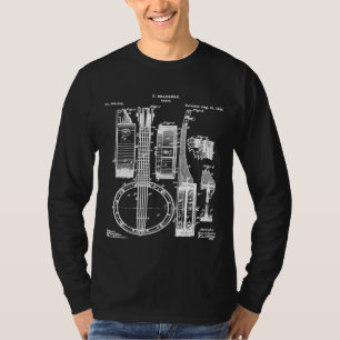 T-shirt Banjo de musique de brevet vintage 1882 Instrument